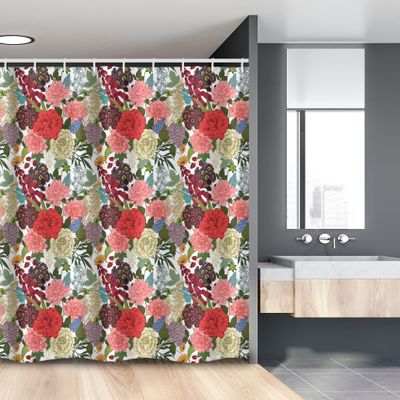 Ambesonne Floral Stall Shower Curtain, Hand Drawn Foxglove Hydrangea Primrose and Hyacinth Summer Foliage Romantic Design, Fabric Bathroom Decor Set with Hooks, 54" W x 78" L, Multicolor