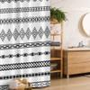 Ambesonne Tribal Stall Shower Curtain, Ethnic Abstract Geometric Forms Stripes Aztec Effects Folkloric Design Print, Fabric Bathroom Decor Set with Hooks, 36" W x 72" L, White Black view 1