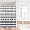 Ambesonne Tribal Stall Shower Curtain, Ethnic Abstract Geometric Forms Stripes Aztec Effects Folkloric Design Print, Fabric Bathroom Decor Set with Hooks, 36" W x 72" L, White Black view 2
