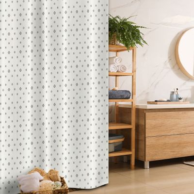 Ambesonne Geometric Stall Shower Curtain, Abstract Modern Design with Hexagons with Circles Rounds Geometrical Art, Fabric Bathroom Decor Set with Hooks, 36" W x 72" L, Black and White