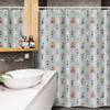 Ambesonne Christmas Stall Shower Curtain, Elves Skiing Merry Xmas Snowflakes Tree Celebration Cartoon, Fabric Bathroom Decor Set with Hooks, 54" W x 78", Sea Green Pale Grey view 3