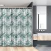 Ambesonne Geometric Stall Shower Curtain, Wave Shape Geometric Color Tile Mosaic Composition with Squares, Fabric Bathroom Decor Set with Hooks, 54" W x 78" L, White Blue view 1