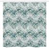 Ambesonne Geometric Stall Shower Curtain, Wave Shape Geometric Color Tile Mosaic Composition with Squares, Fabric Bathroom Decor Set with Hooks, 54" W x 78" L, White Blue view 3