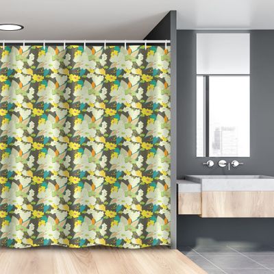Ambesonne Floral Stall Shower Curtain, Bouquets of Lively Colored Blossoms in Hand-Drawn Style Summer Garden Art Theme, Fabric Bathroom Decor Set with Hooks, 54" W x 78" L, Multicolor