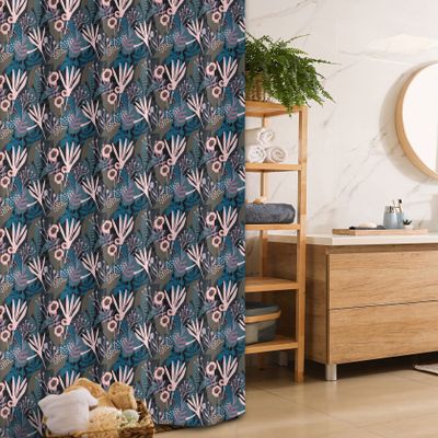 Ambesonne Floral Stall Shower Curtain, Abstract Tropical Nature Full of Exotic Foliage Leaves and Flower Look Dots Artwork, Fabric Bathroom Decor Set with Hooks, 36" W x 72" L, Multicolor