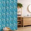 Ambesonne Cartoon Stall Shower Curtain, Raindrops Clouds with Sun Stormy Weather Thunder Lightning Sky Items, Fabric Bathroom Decor Set with Hooks, 36" W x 72" L, Sea Blue White Mustard view 1