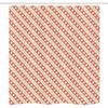 Ambesonne Geometric Stall Shower Curtain, Checked Rhombus Classic Diamond Line Pattern Crosswise Tile Design Artwork, Fabric Bathroom Decor Set with Hooks, 36" W x 72" L, Coral and Cream view 3