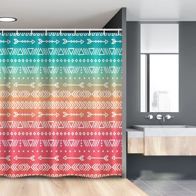Ambesonne Arrow Stall Shower Curtain, Colored Geometric and Maya Patterns and Arrows Bohemian Style Native Art, Fabric Bathroom Decor Set with Hooks, 54" W x 78" L, Multicolor