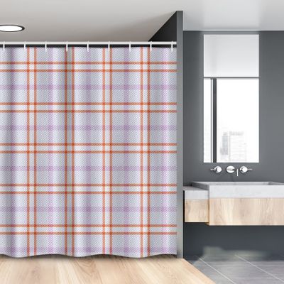Ambesonne Plaid Stall Shower Curtain, Diagonal and Vertical Stripes in Checkered Pattern in Pastel Tones, Fabric Bathroom Decor Set with Hooks, 54" W x 78" L, Lavender and Burnt Sienna