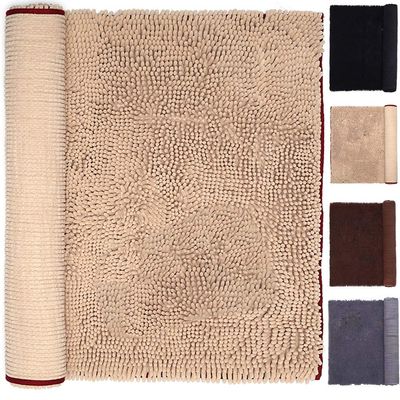 Bathroom Doormat Rugs 20 x 31 Inches Mats Doormat for Entry Home Pet Cat Bed Door Rugs Shaggy Chenille Pet Area Rugs Petbed Ultra Soft Water Absorbent Machine Washable Dry (20 x 31 Inches, Kahki)