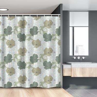 Ambesonne Floral Stall Shower Curtain, Demonstration of Botanical Themed Pastel Colored Roses Along Faded Leaves, Fabric Bathroom Decor Set with Hooks, 54" W x 78" L, White Laurel Green