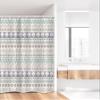 Ambesonne Geometric Stall Shower Curtain, Aztec Motifs Triangles Squares Folk Inspiration Tribal Image, Fabric Bathroom Decor Set with Hooks, 36" W x 72" L, Mint Dark Blue Peach view 2