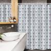 Ambesonne Sugar Skull Stall Shower Curtain, Flower Pattern with Skulls on Geometric Floral Damask Background, Fabric Bathroom Decor Set with Hooks, 54" W x 78", Pale Blue Purple White view 3