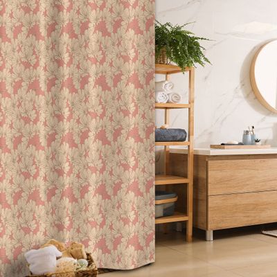Ambesonne Floral Stall Shower Curtain, Repetitive Simplistic Hand Drawn Nostalgic Pastel Tones Flowers Illustration, Fabric Bathroom Decor Set with Hooks, 36" W x 72" L, Champagne Coral