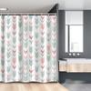 Ambesonne Geometric Stall Shower Curtain, Abstract Design with Chevron Triangles and Stripes Dots Modern Image, Fabric Bathroom Decor Set with Hooks, 54" W x 78" L, Pale Blue and Pink view 1