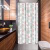 Ambesonne Geometric Stall Shower Curtain, Abstract Design with Chevron Triangles and Stripes Dots Modern Image, Fabric Bathroom Decor Set with Hooks, 54" W x 78" L, Pale Blue and Pink view 2