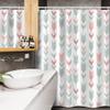 Ambesonne Geometric Stall Shower Curtain, Abstract Design with Chevron Triangles and Stripes Dots Modern Image, Fabric Bathroom Decor Set with Hooks, 54" W x 78" L, Pale Blue and Pink view 3