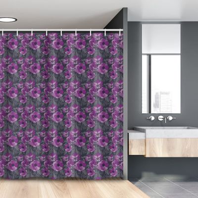 Ambesonne Floral Stall Shower Curtain, Violet Tones Grungy Look Flower Print Mystical Wild Rose, Fabric Bathroom Decor Set with Hooks, 54" W x 78" L, Purple Multicolor