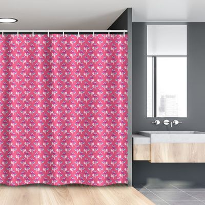 Ambesonne Cartoon Stall Shower Curtain, Creative Colorful Abstract Flowers Botanical Repeated Motifs Illustration, Fabric Bathroom Decor Set with Hooks, 54" W x 78" L, Fuchsia and Sky Blue