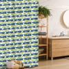 Ambesonne Floral Stall Shower Curtain, Stripes with Nature Blossom Silhouettes Coming of The Spring Theme, Fabric Bathroom Decor Set with Hooks, 36" W x 72" L, Apple Green Navy Blue view 1