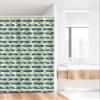 Ambesonne Floral Stall Shower Curtain, Stripes with Nature Blossom Silhouettes Coming of The Spring Theme, Fabric Bathroom Decor Set with Hooks, 36" W x 72" L, Apple Green Navy Blue view 2