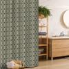 Ambesonne Geometric Stall Shower Curtain, Wavy Vertical Old Fashion Ornamental Tiles Boho Design, Fabric Bathroom Decor Set with Hooks, 36" W x 72" L, Charcoal Grey Yellow view 1