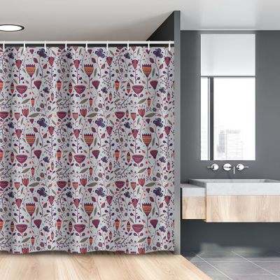 Ambesonne Floral Stall Shower Curtain, Hand Drawn Blossom Field Vibrant Magnolia Pansy Spring Branches Leaves Shabby Motif, Fabric Bathroom Decor Set with Hooks, 54" W x 78" L, Multicolor