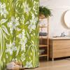 Ambesonne Floral Stall Shower Curtain, Flourishing Flower Pattern on Green Background Nature Illustration, Fabric Bathroom Decor Set with Hooks, 36" W x 72" L, Pale Green White view 1