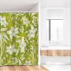 Ambesonne Floral Stall Shower Curtain, Flourishing Flower Pattern on Green Background Nature Illustration, Fabric Bathroom Decor Set with Hooks, 36" W x 72" L, Pale Green White view 2