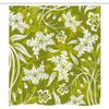 Ambesonne Floral Stall Shower Curtain, Flourishing Flower Pattern on Green Background Nature Illustration, Fabric Bathroom Decor Set with Hooks, 36" W x 72" L, Pale Green White view 3