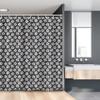 Ambesonne Floral Stall Shower Curtain, Cherry Flowers on Dark Blue Toned Background Blooming Spring Nature, Fabric Bathroom Decor Set with Hooks, 54" W x 78" L, Dark Blue Grey Ivory view 1