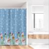 Ambesonne Christmas Stall Shower Curtain, Snowman Party Themed Cartoon Composition Winter Season Elements Trees Snowflakes, Fabric Bathroom Decor Set with Hooks, 36" W x 72" L, Seafoam Blue view 2