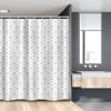Ambesonne Geometric Stall Shower Curtain, Abstract Line Image Shapes Triangles Hexagonals Squares Stripes Form, Fabric Bathroom Decor Set with Hooks, 54" W x 78" L, Black and White view 1