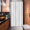 Ambesonne Geometric Stall Shower Curtain, Abstract Line Image Shapes Triangles Hexagonals Squares Stripes Form, Fabric Bathroom Decor Set with Hooks, 54" W x 78" L, Black and White view 2