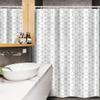 Ambesonne Geometric Stall Shower Curtain, Abstract Line Image Shapes Triangles Hexagonals Squares Stripes Form, Fabric Bathroom Decor Set with Hooks, 54" W x 78" L, Black and White view 3