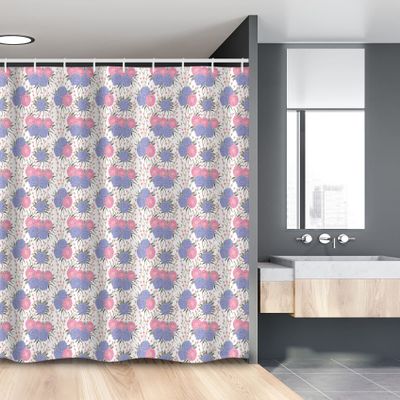 Ambesonne Floral Stall Shower Curtain, Rustic Botanical Concept of Pink Camellias Blue Geranium Flowers and Alstroemeria, Fabric Bathroom Decor Set with Hooks, 54" W x 78" L, Multicolor
