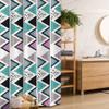 Ambesonne Geometric Stall Shower Curtain, 80s Memphis Zigzag Triangles Dotted and Striped Design, Fabric Bathroom Decor Set with Hooks, 36" W x 72" L, Lavender Cadet Blue view 1