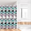 Ambesonne Geometric Stall Shower Curtain, 80s Memphis Zigzag Triangles Dotted and Striped Design, Fabric Bathroom Decor Set with Hooks, 36" W x 72" L, Lavender Cadet Blue view 2