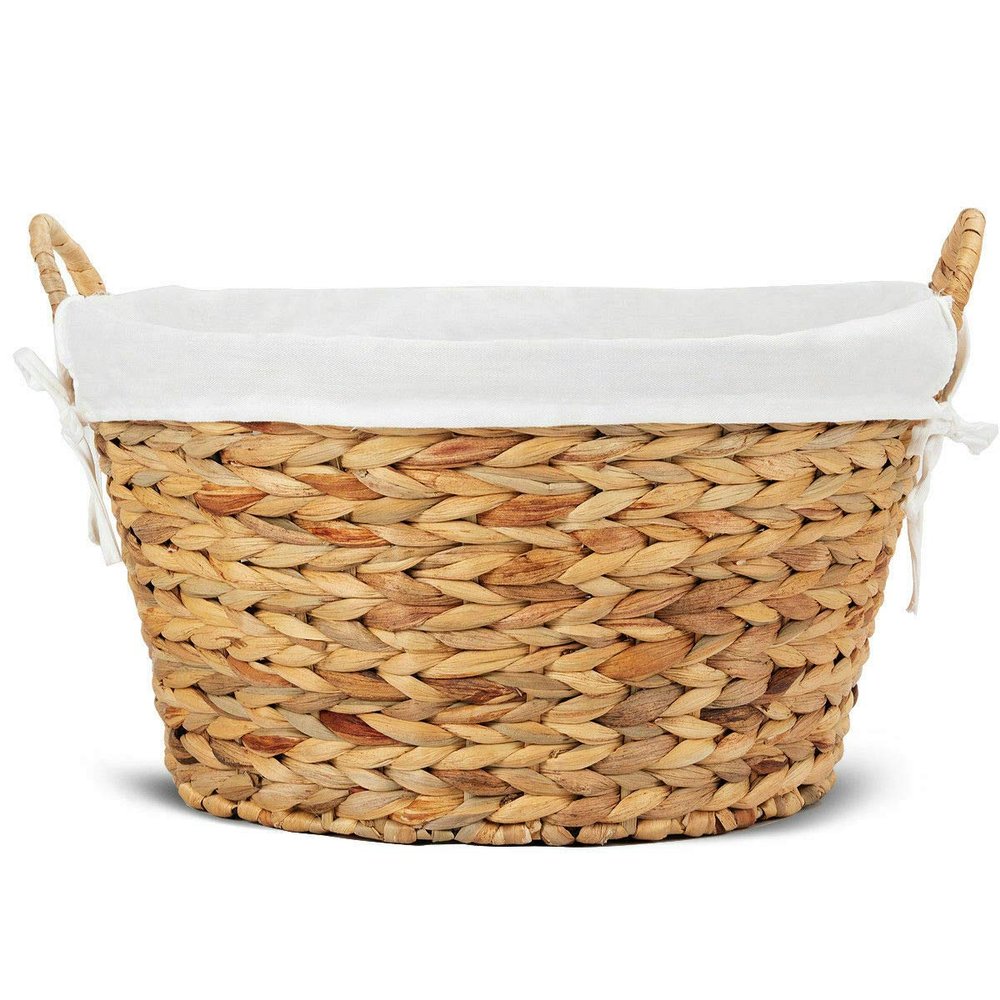AKKAPEARY Set of 2PC Brown Large Seagrass Storage Liner Basket Soft Comfortable Handles Portable 20" Laundry Hampers Clothes Lightweight Toy Underwear Picnic Bedroom Living Room Home Decoration Gift