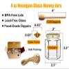 Adabocute 4oz Hexagonal Honey Jars - Glass Honey Jars with Gold Lids, Wooden Dippers, Bee Charms and Jutes - Hexagon Jars for Baby Shower, Wedding and Party Favors, 12 Pack view 2