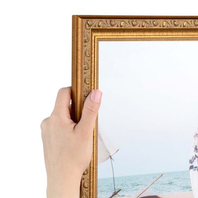 ArtToFrames 11x41 Inch Gold Picture Frame, This 1.40 Inch Custom Wood Poster Frame is Gold with beads, Great for Your Art or Photos - Comes with Economy Acrylic