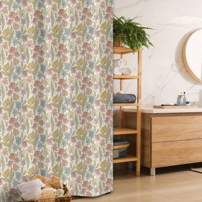 Ambesonne Vintage Stall Shower Curtain, Romantic Meadow Pattern with Drawings of Flourishing Flowers Old Looking Ornament, Fabric Bathroom Decor Set with Hooks, 36" W x 72" L, Multicolor