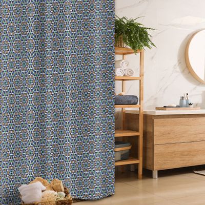 Ambesonne Floral Stall Shower Curtain, Oriental Composition with Blooming Flowers Orient Folklore Illustration Print, Fabric Bathroom Decor Set with Hooks, 36" W x 72" L, Multicolor