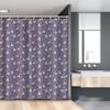 Ambesonne Christmas Stall Shower Curtain, Christmas Themed Winter Snow Feather Deer and Pine Tree Composition, Fabric Bathroom Decor Set with Hooks, 54" W x 78" L, Mustard and Purple Grey view 1