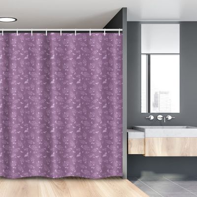 Ambesonne Floral Stall Shower Curtain, Purple Tone Monochrome Pattern with Meadow Lilac Flowers Repetition, Fabric Bathroom Decor Set with Hooks, 54" W x 78" L, Lilac and Pale Purple
