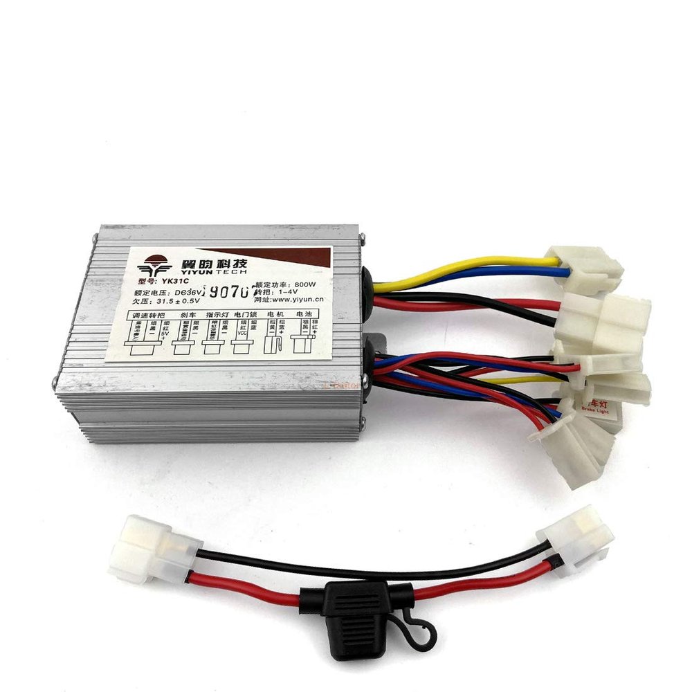 L-faster 800W Controller with 30A Fuse Socket and Terminal Connectors for Motorbike Brush Motor (36V)
