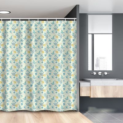 Ambesonne Floral Stall Shower Curtain, Hand Drawn Inspired Design of Forest Flowers Leaves Soft Tones, Fabric Bathroom Decor Set with Hooks, 54" W x 78" L, Mint Green Blue and Mustard