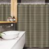 Ambesonne African Stall Shower Curtain, Folkloric Style Geometric Triangles Funky Folk Bohemian Stripes, Fabric Bathroom Decor Set with Hooks, 54" W x 78" L, Pale Coffee and Jade Green view 3