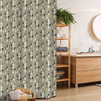 Ambesonne Floral Stall Shower Curtain, Wildflowers Pattern Contrasting Colors Curvy Branches Natural Theme, Fabric Bathroom Decor Set with Hooks, 36" W x 72" L, Khaki White Dark Brown