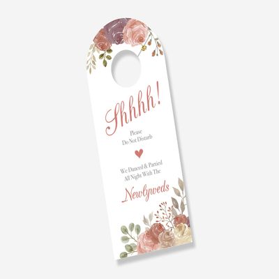 10 ct Floral Wedding Door Hanger Sign, Hotel Welcome Bag, Do Not Disturb Sign (DH-425-002-CR)